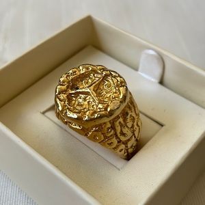 Gold plated metal nugget style ring size 10.5 heavy